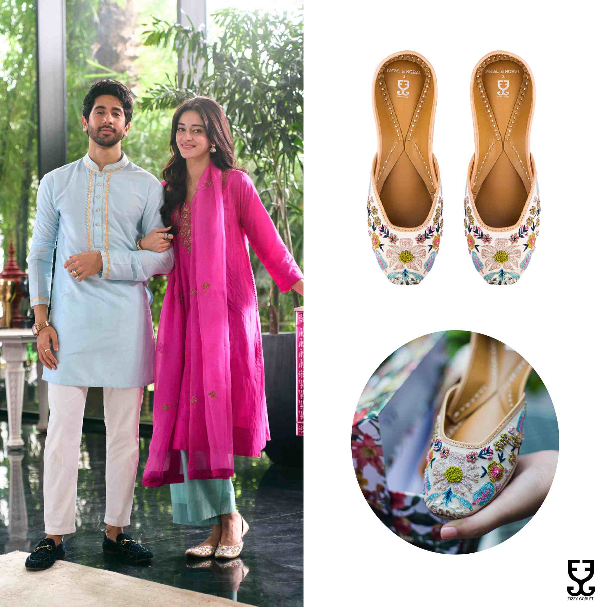 Ananya Panday in Flower Power : Juttis - Payal Singhal X Fizzy Goblet