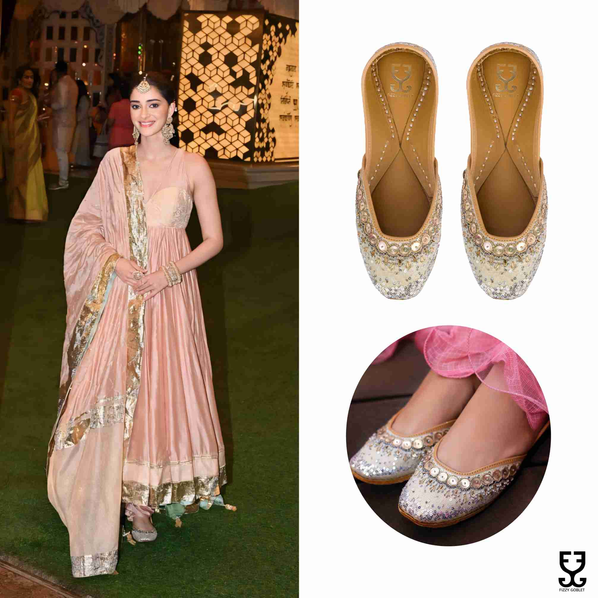 Ananya Panday in Pixie Dust Juttis - Silver & Gold