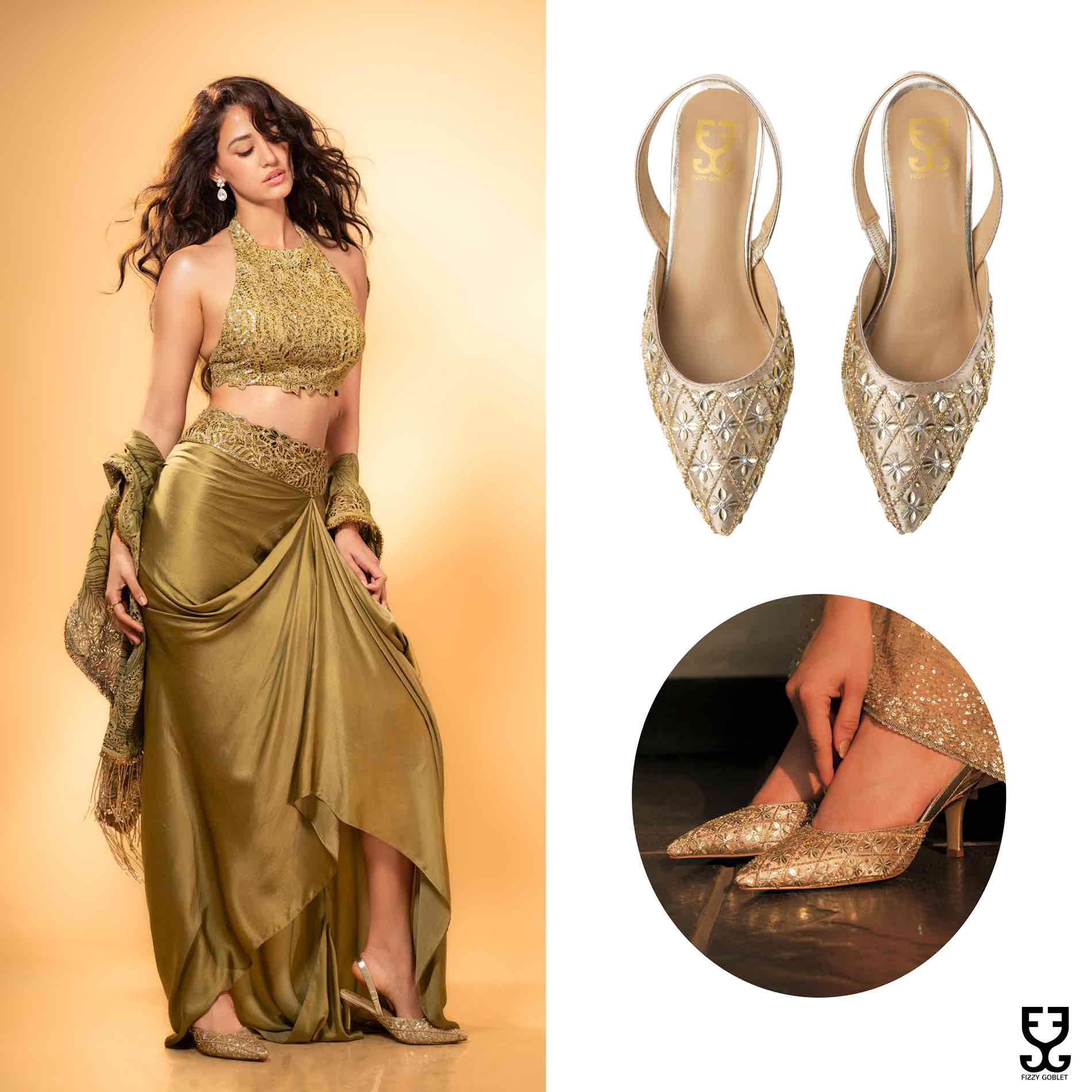 Disha Patani in Starstruck : Salsa Mule Heels - Kareena Kapoor Khan x Fizzy Goblet - Limited Edition