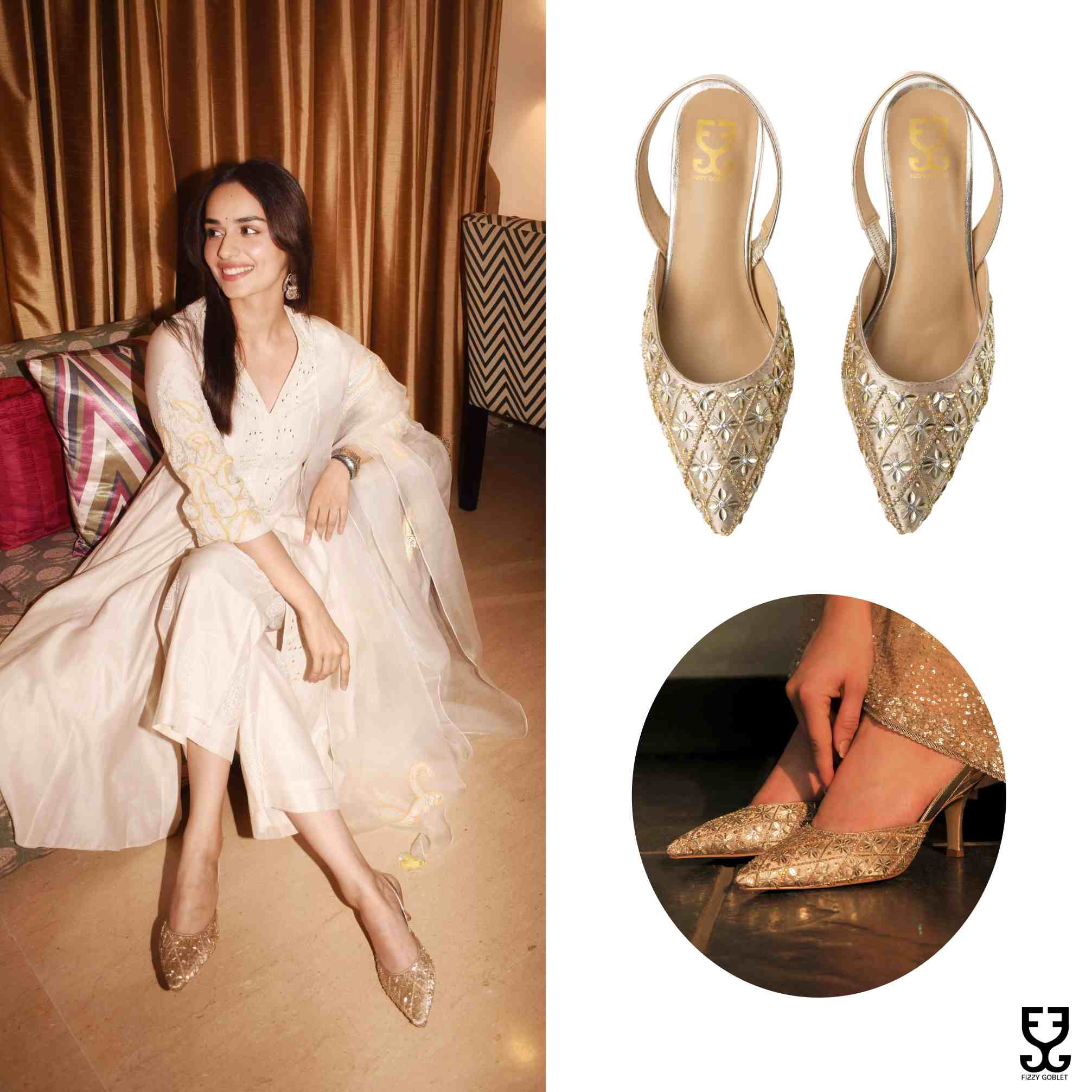 Manushi Chhillar in Starstruck Salsa : Mule Heels - Kareena Kapoor Khan x Fizzy Goblet - Limited Edition