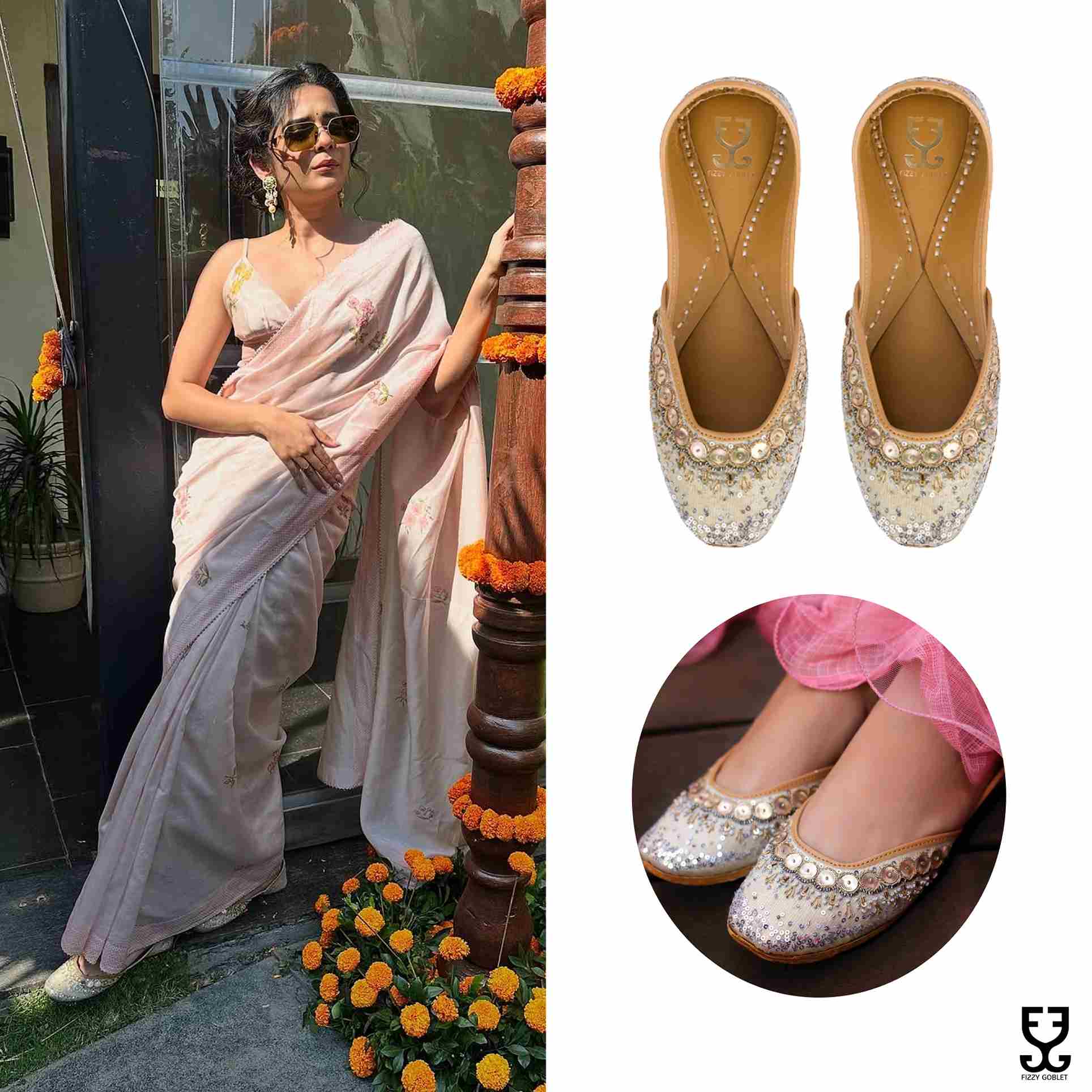 Mitali Mayekar in Pixie Dust : Juttis - Silver & Gold