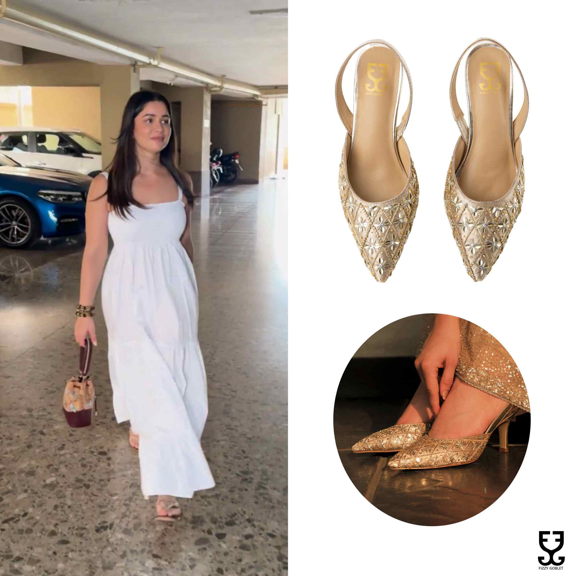 Sara Tendulkar in Starstruck : Salsa Mule Heels - Kareena Kapoor Khan x Fizzy Goblet - Limited Edition