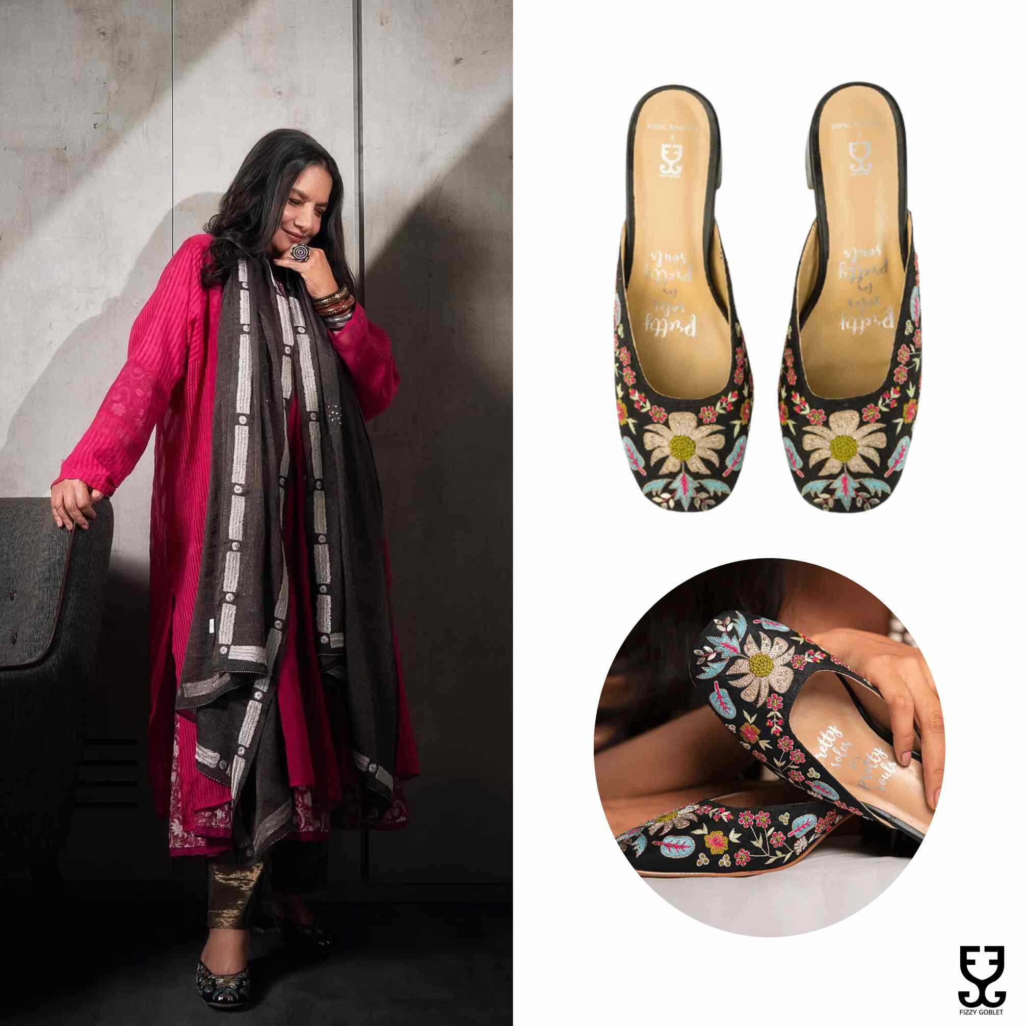 Shabana Azmi in Moonflower Night : Heels - Payal Singhal X Fizzy Goblet- Limited Edition