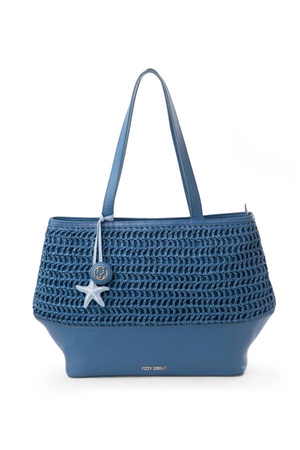 Bazaar Tote Leather : With Handwoven Raffia - Limited Edition