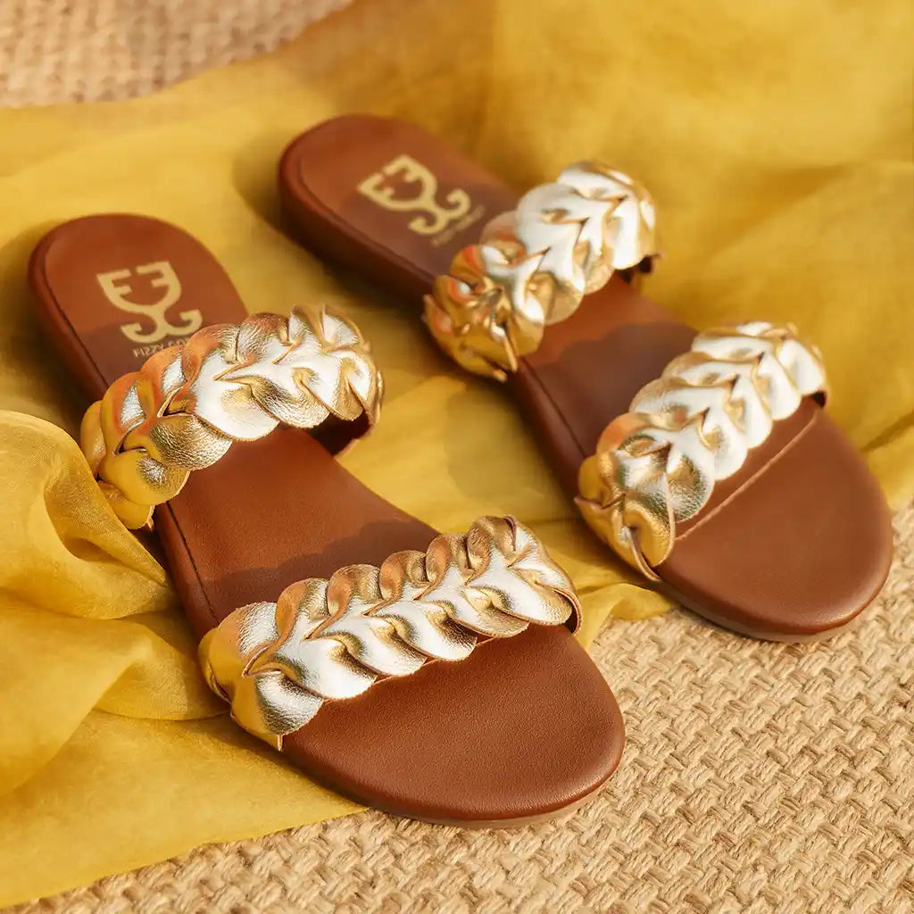 Golden Petals : Sandal Heels