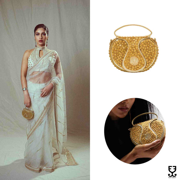 Bhumi Pednekar with The Micro Bag Leather Gold