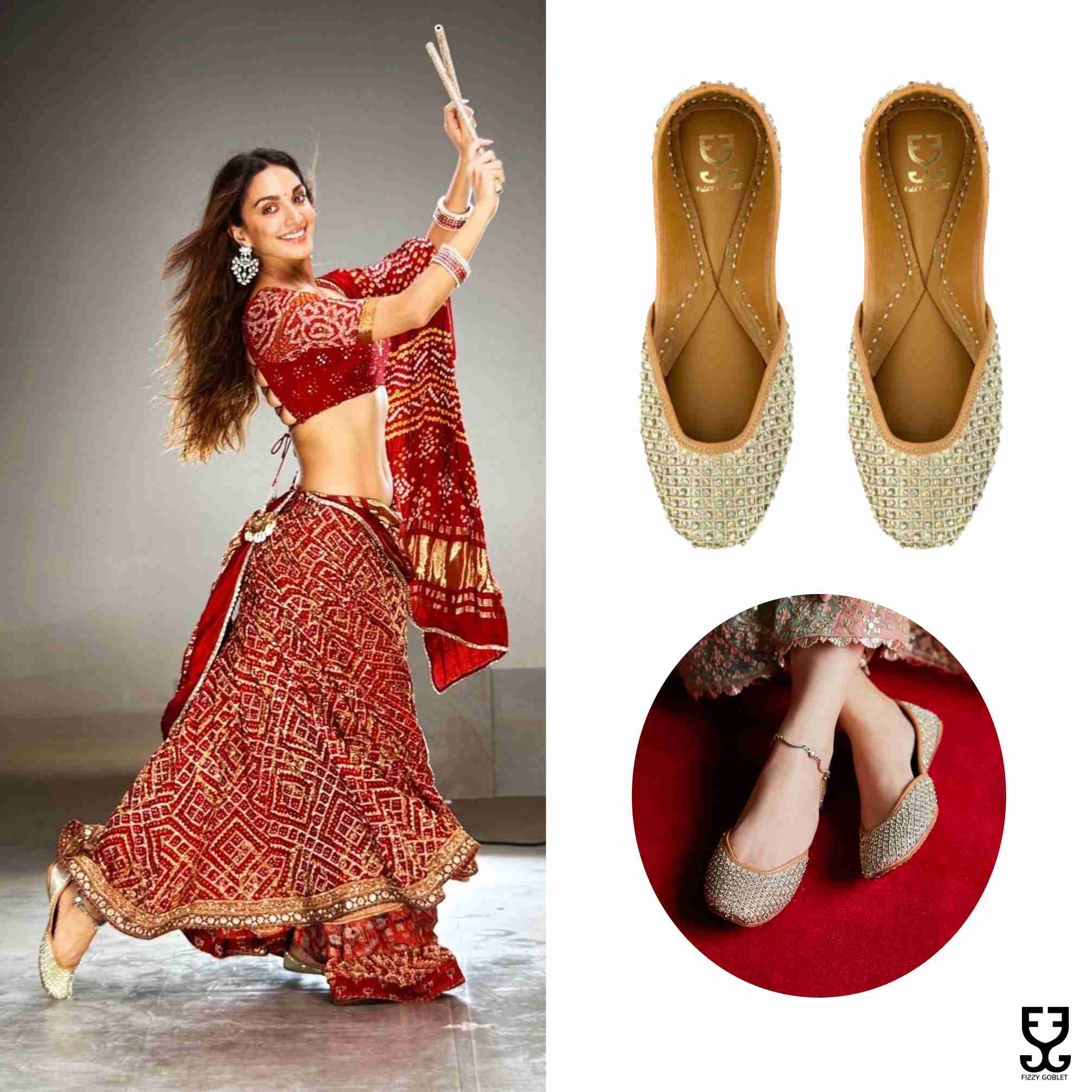 Kiara Advani in Crystal Pops : Juttis