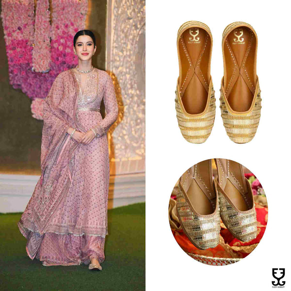 Shanaya Kapoor in Golden Sunrise Juttis