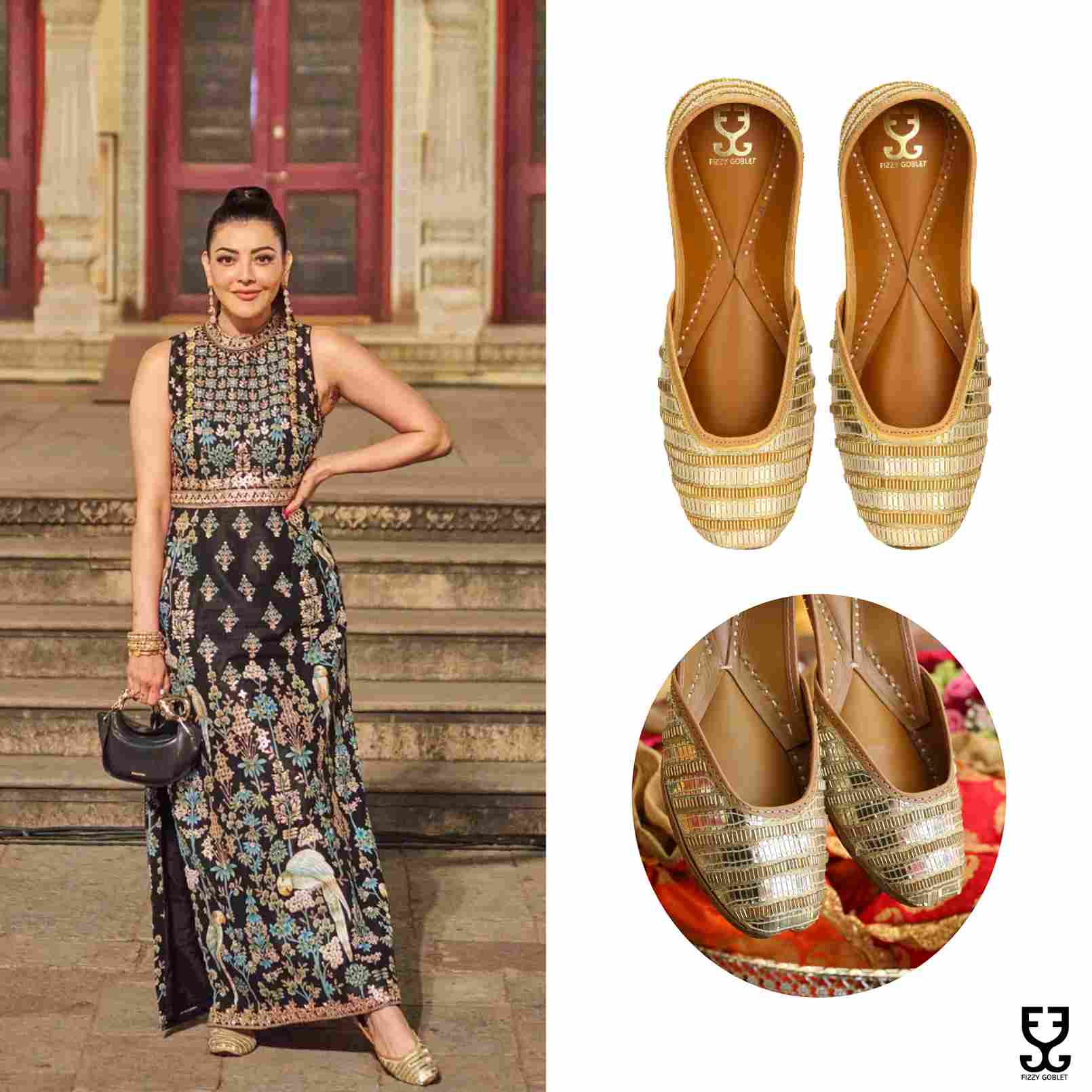 Kajal Aggarwal in Golden Sunrise Juttis