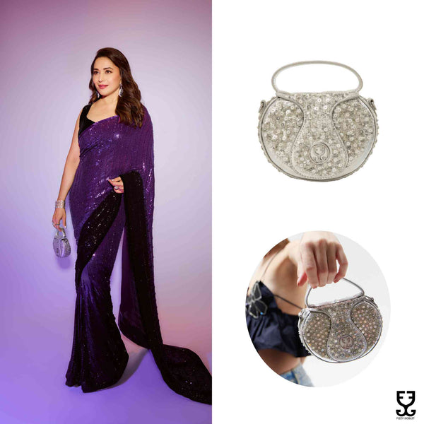 Madhuri Dixit Nene with The Micro Bag Leather Silver