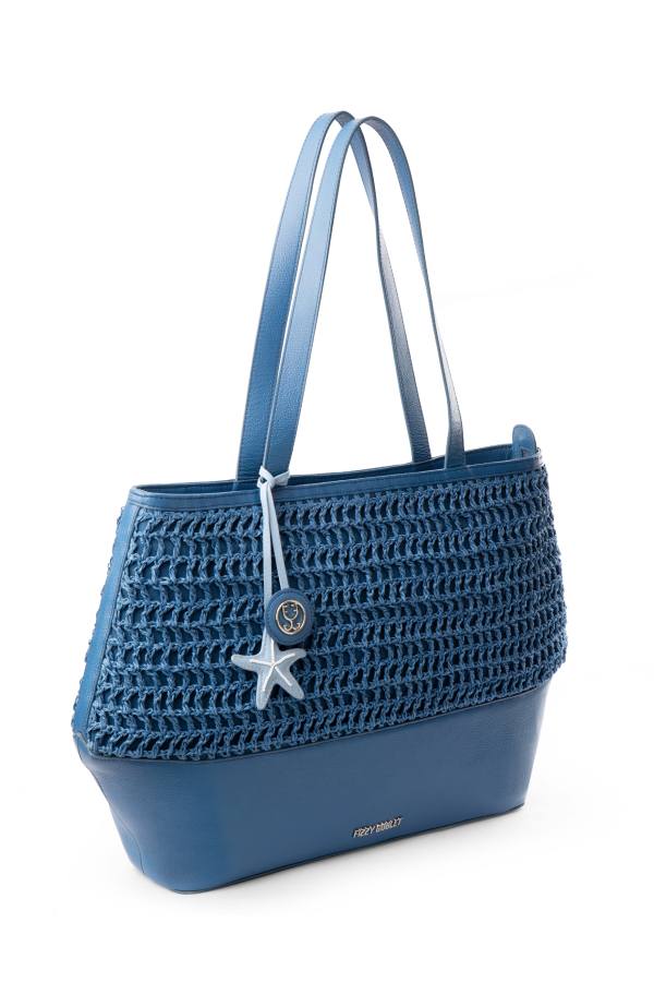 Bazaar Tote Leather : With Handwoven Raffia - Limited Edition