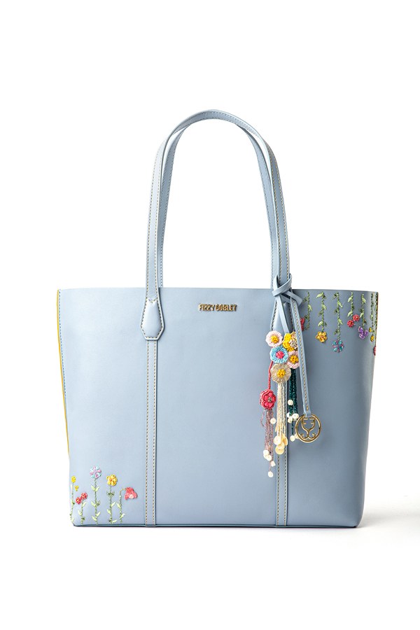 Fizzy Tote Leather Stone Blue