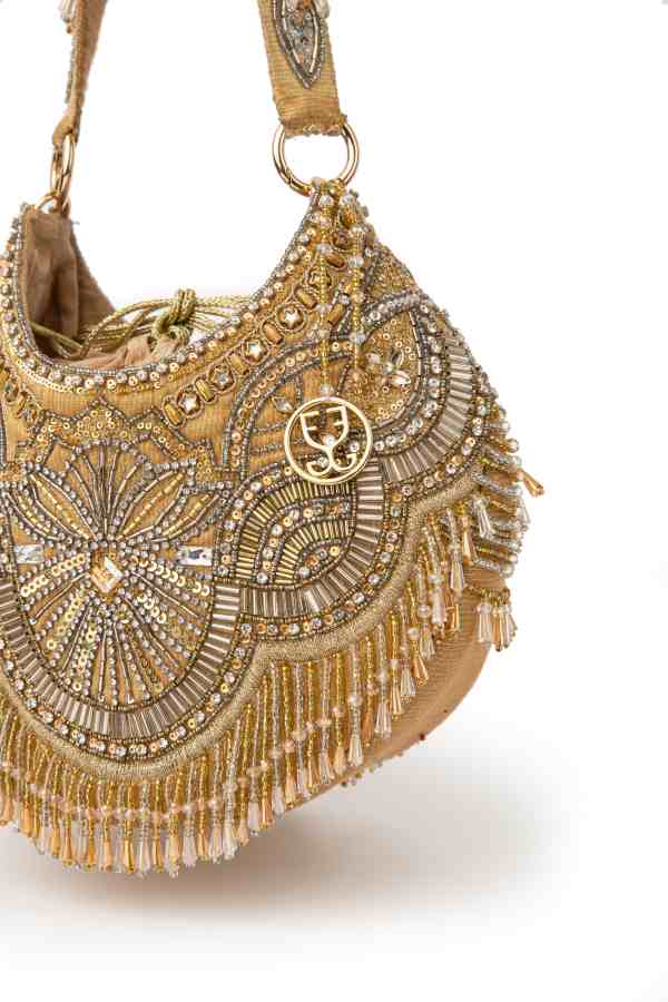 Bold in Gold : Potli (With Embroidered Handle)