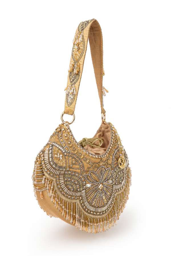 Bold in Gold : Potli (With Embroidered Handle)