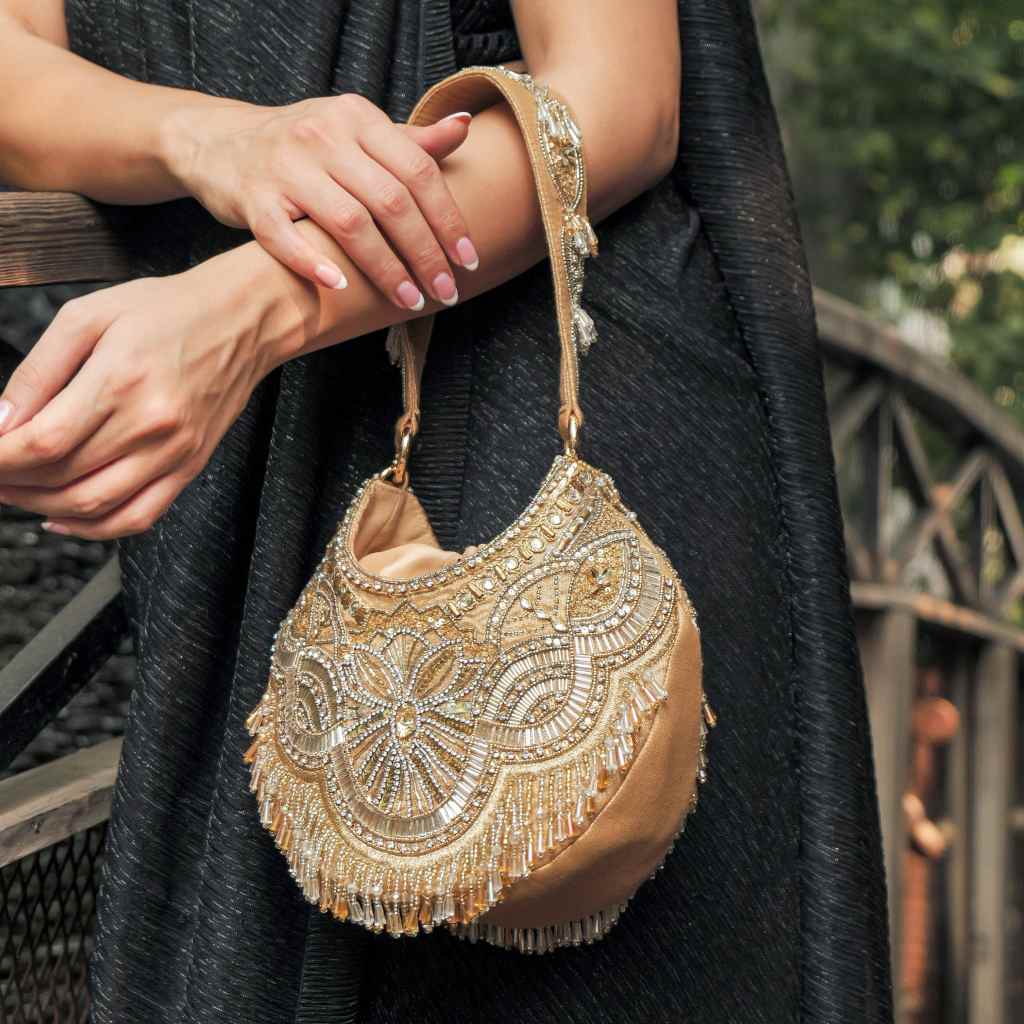 Bold in Gold : Potli (With Embroidered Handle)