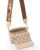Mini Goblet Crossbody Leather Cream With Embroidered Strap