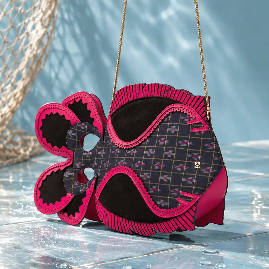 Pink Noise : Fish Bag - Pink - Handcrafted - Indian - Fizzy Goblet - Sling Bag