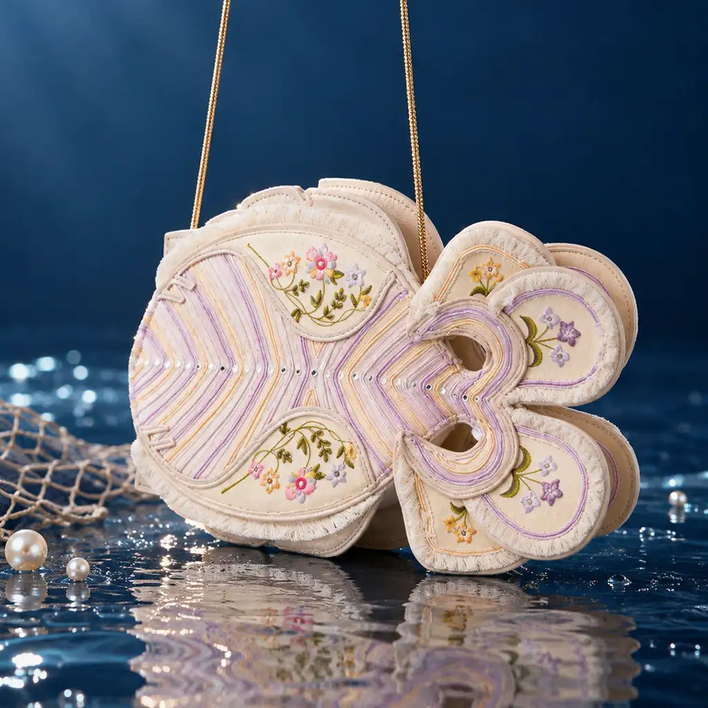 Floral Finomena : Fish Bag - Ivory Handcrafted - Fizzy Goblet - Sling Bag