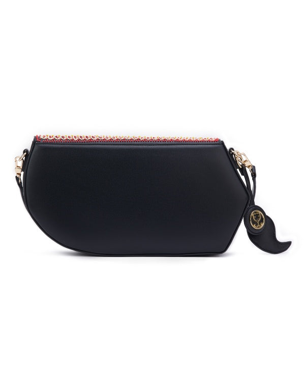 GEO Shoulder Bag Leather - Black (With Colourful Beads)