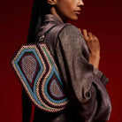 GEO Shoulder Bag Leather -  Black (With Colourful Beads)