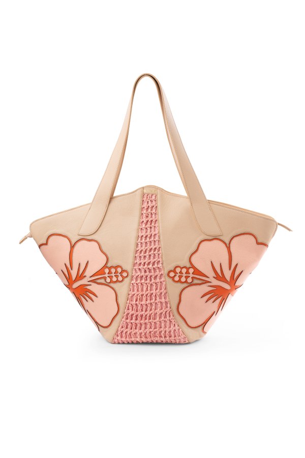 Manta Ray Leather Tote : With Laser-Cut Florals - Limited Edition