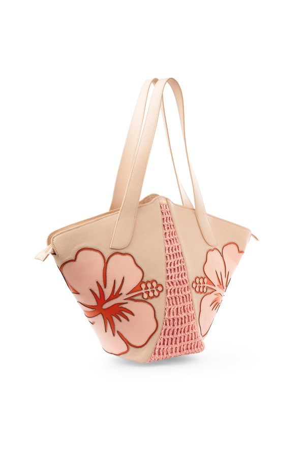 Manta Ray Leather Tote : With Laser-Cut Florals - Limited Edition