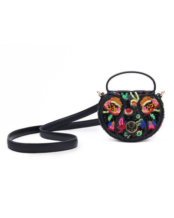 The Micro Bag Leather - Black (With Sequins Embroidery)