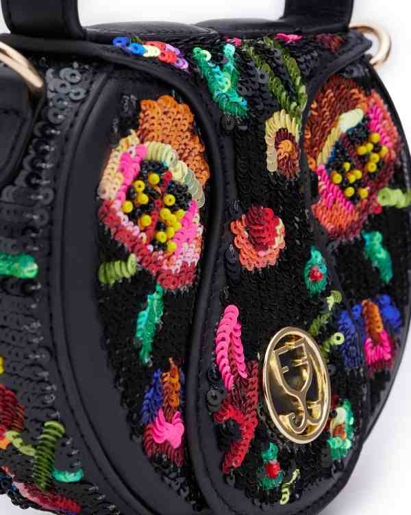 The Micro Bag Leather - Black (With Sequins Embroidery)