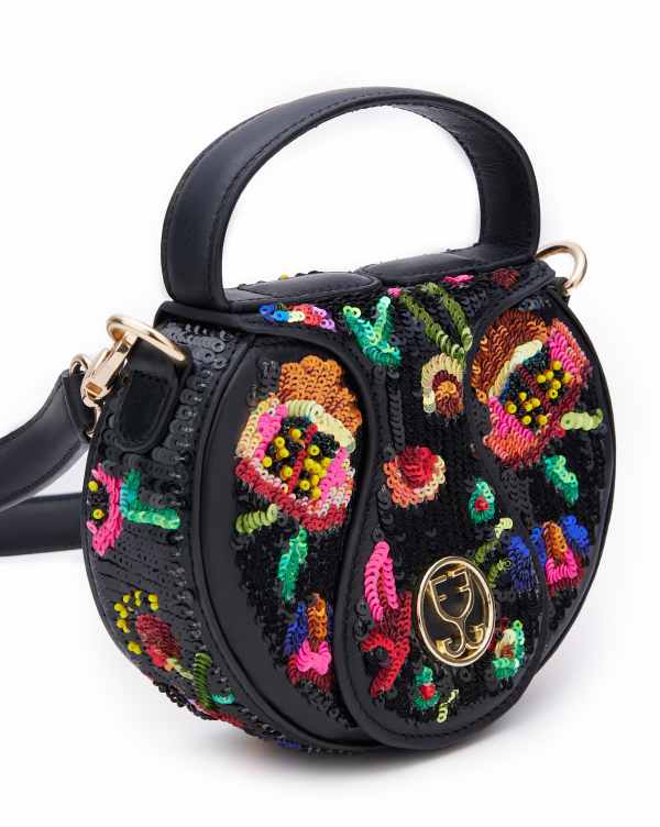 The Micro Bag Leather - Black (With Sequins Embroidery)