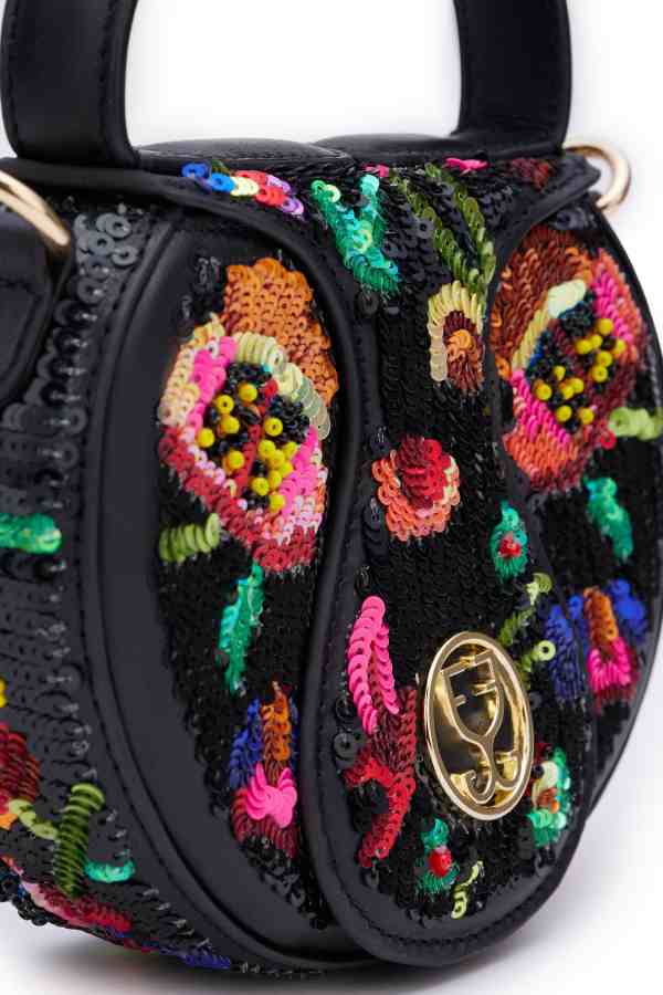 The Micro Bag Leather - Black (With Sequins Embroidery)