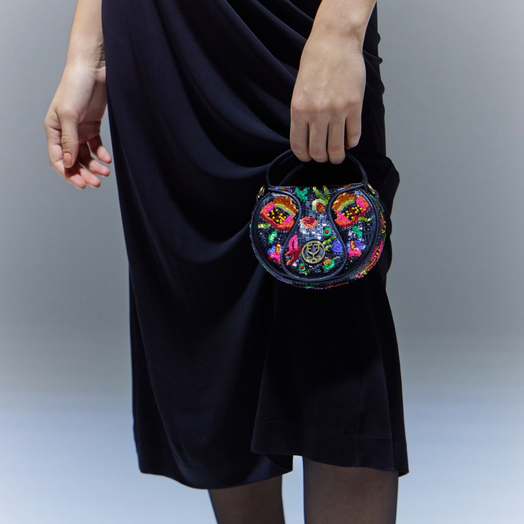 The Micro Bag Leather - Black (With Sequins Embroidery)