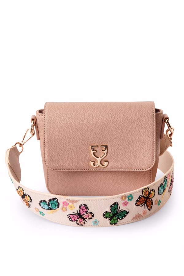 Mini Goblet Crossbody Bag : Misty Pink With Embroidered Strap