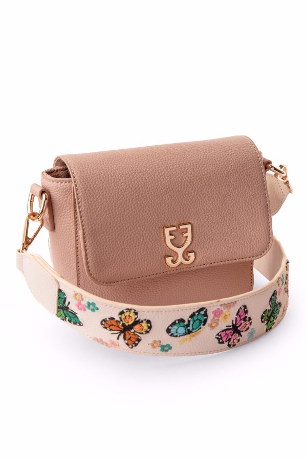 Mini Goblet Crossbody Bag : Misty Pink With Embroidered Strap