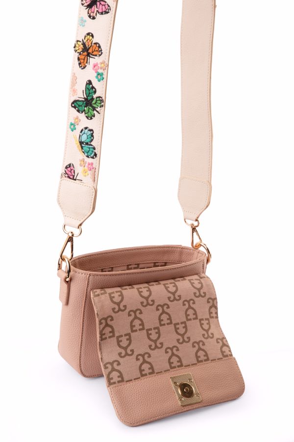 Mini Goblet Crossbody Bag : Misty Pink With Embroidered Strap