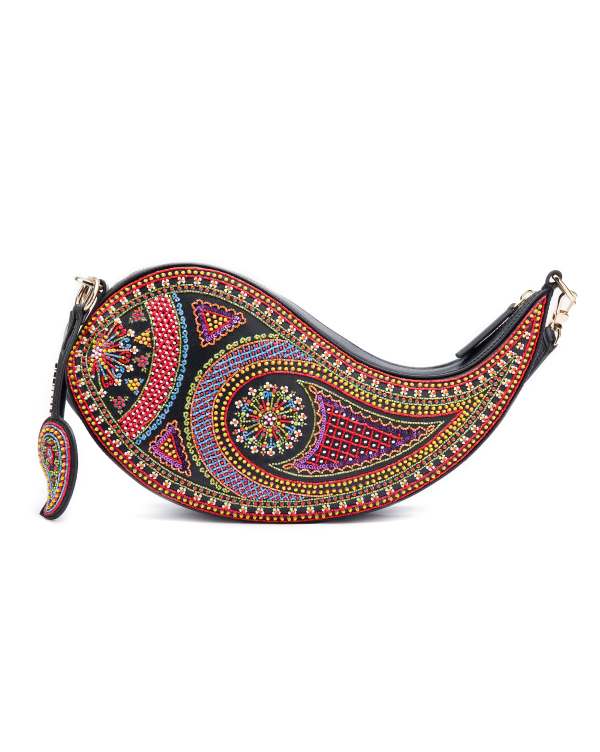 NEO Shoulder Bag Leather - Black (With Colourful Beads)