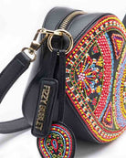 NEO Shoulder Bag Leather - Black (With Colourful Beads)
