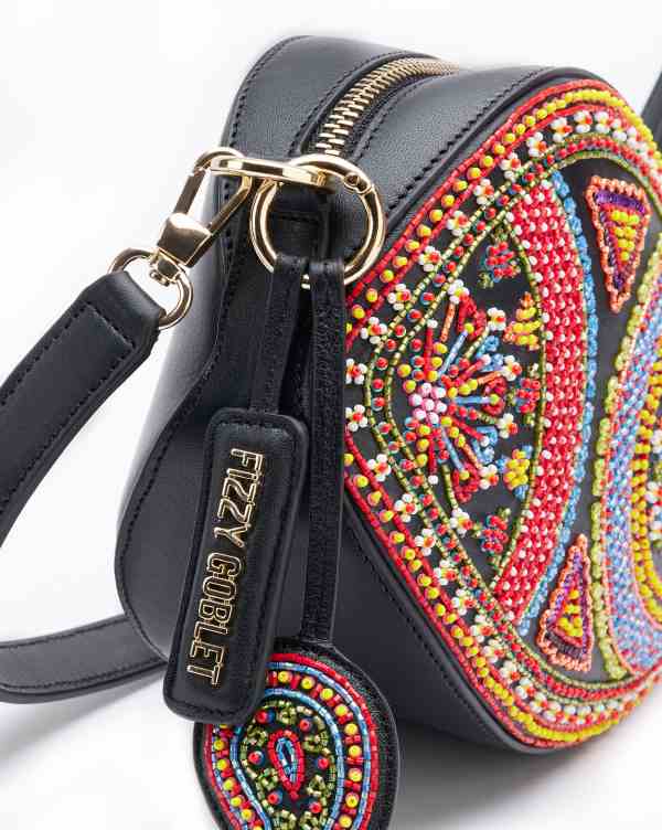 NEO Shoulder Bag Leather - Black (With Colourful Beads)