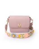 Mini Goblet Crossbody Leather-Blush Pink with Embroidered Strap
