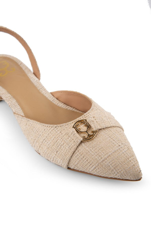 White Canvas : Slingback Heels
