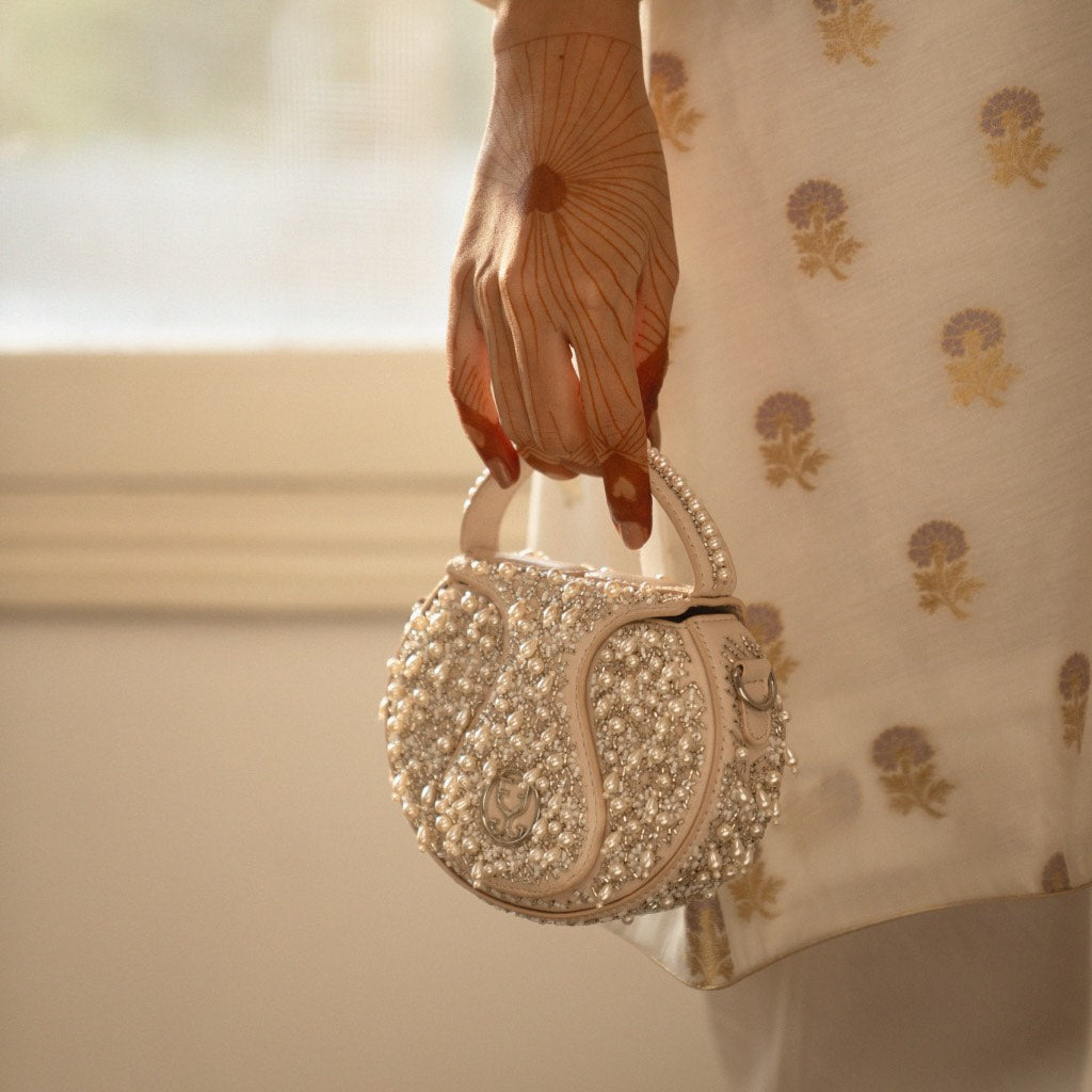 The Micro Bag Leather With Pearl Embroidery