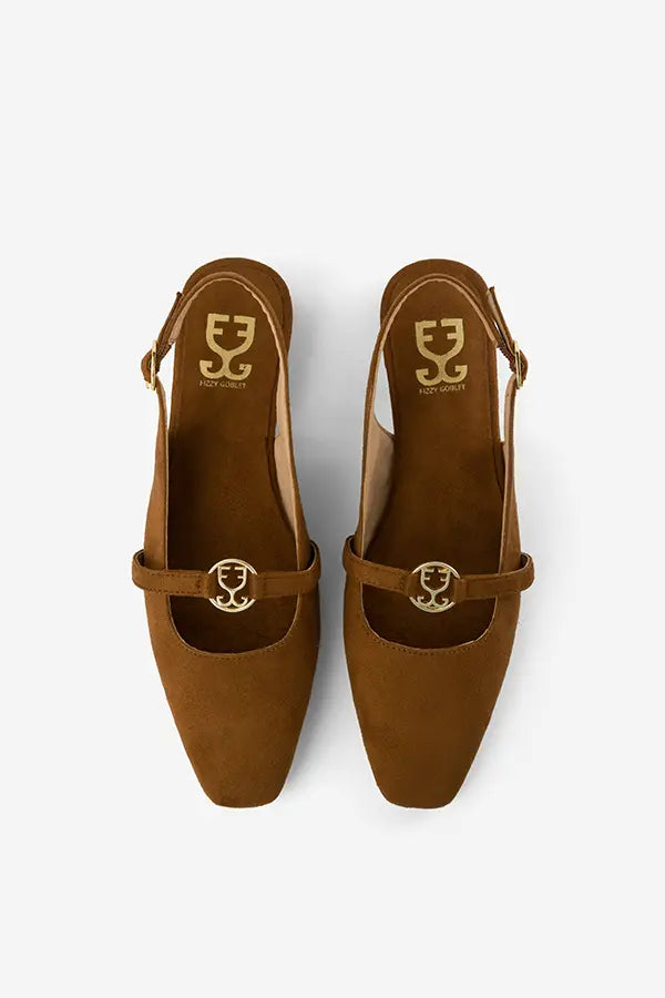 Cinnamon Girl : Slingback Mules - Fizzy Goblet - Handcrafted - Brown