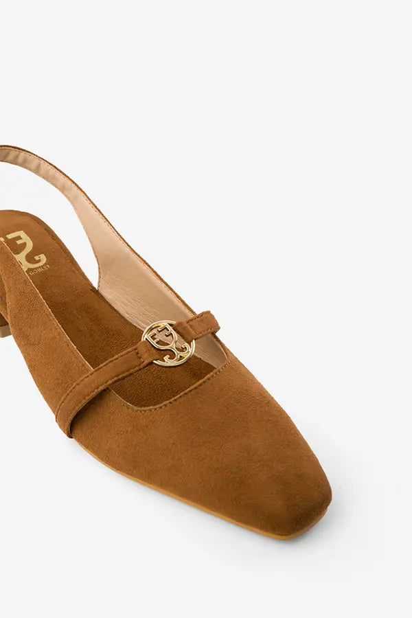 Cinnamon Girl : Slingback Mules - Fizzy Goblet - Handcrafted - Brown