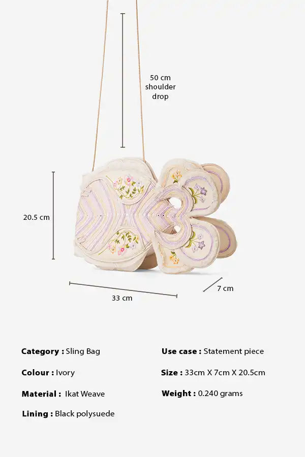 Floral Finomena : Fish Bag - Ivory Handcrafted - Fizzy Goblet - Sling Bag