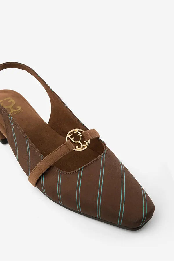 Lines & Lattes : Slingback Mules - Brown - Fizzy Goblet - Handcrafted