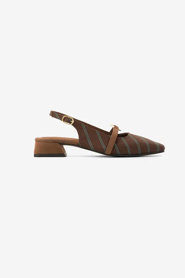 Lines & Lattes : Slingback Mules - Brown - Fizzy Goblet - Handcrafted