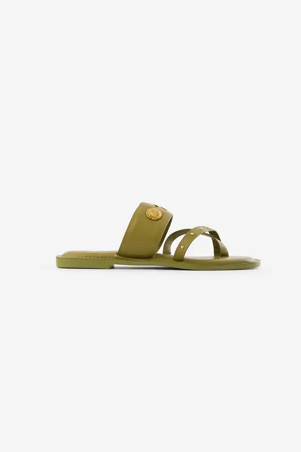 Mehndi : Kolha Flats - Olive - Fizzy Goblet - Handcrafted - Indian 