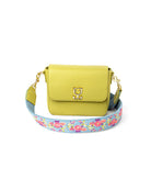 Mini Goblet Crossbody Leather : Lime Green with Denim Straps